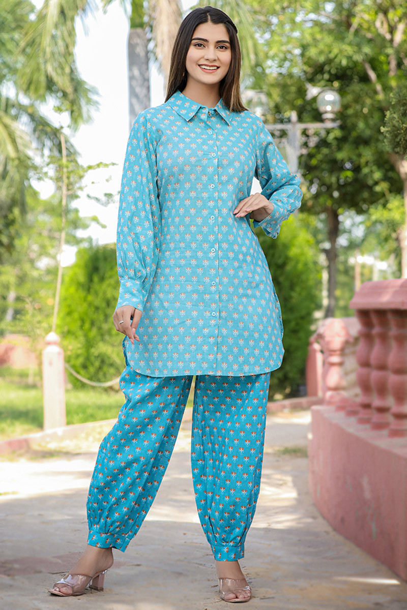 Sky blue salwar suit design on sale