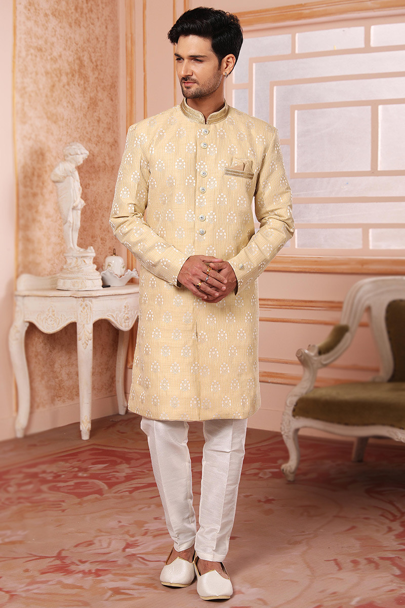 Cream sherwani deals