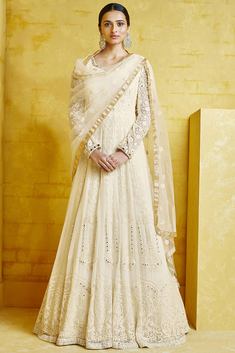 Cream cheap anarkali dress