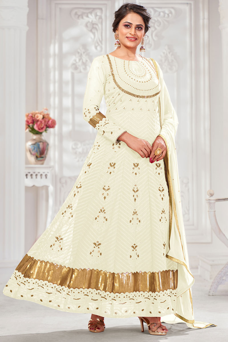 Cream anarkali suits cheap