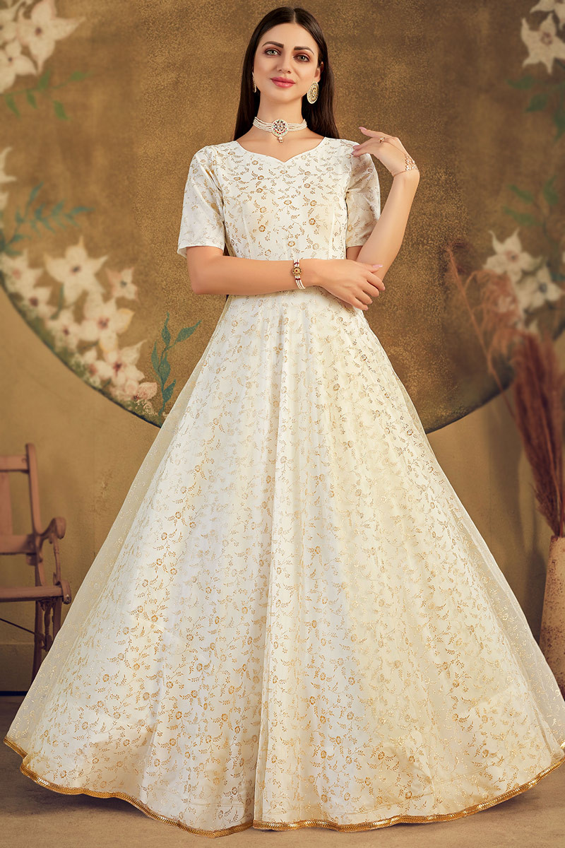 Printed net gown online