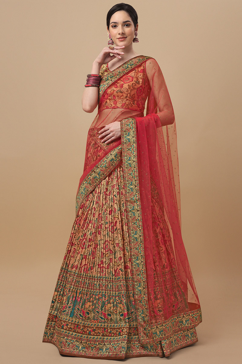 Buy Multi Color Blouse And Skirt Bemberg Modal Satin Flared Lehenga Set For  Women by Swati Vijaivargie Online at Aza Fashions.
