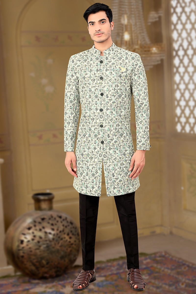 Printed sherwani for groom cheap