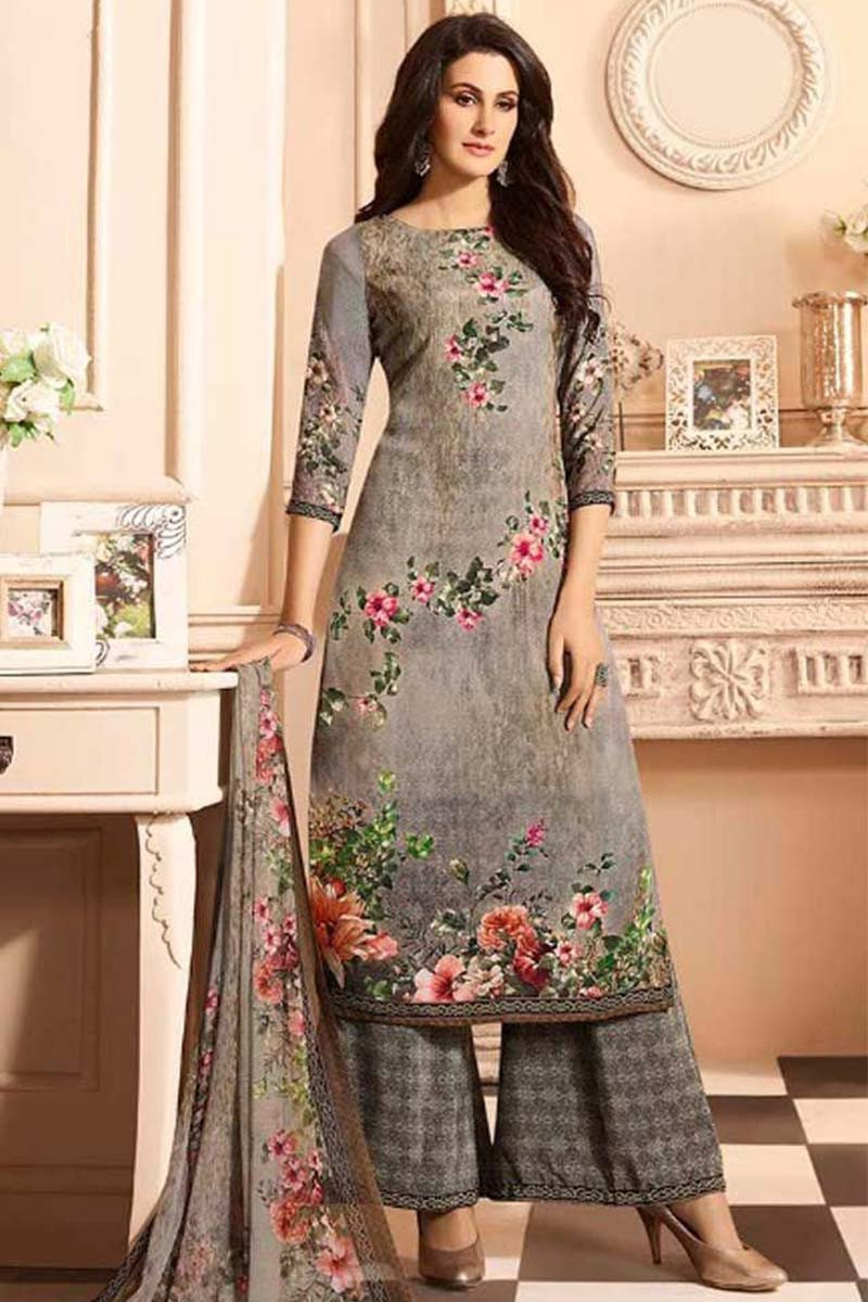 Grey colour 2025 palazzo suit