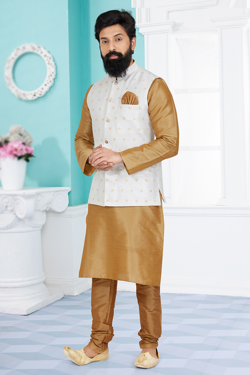 Kurta with printed jacket on sale for mens