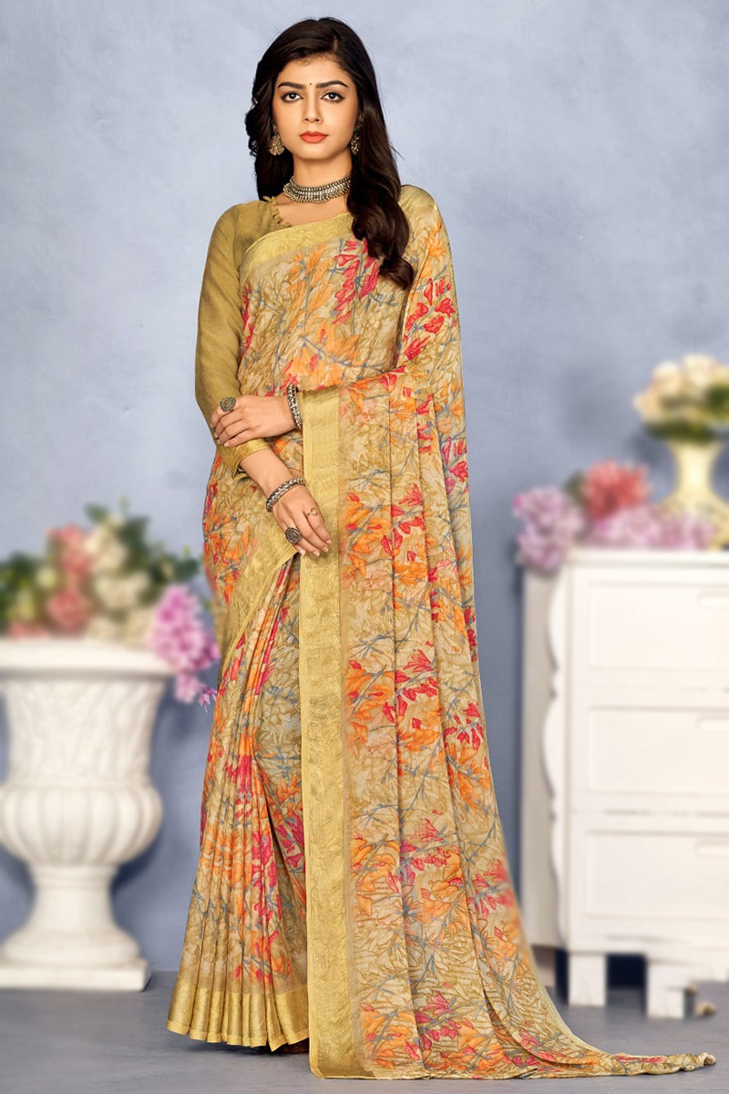 Floral chiffon sarees hotsell