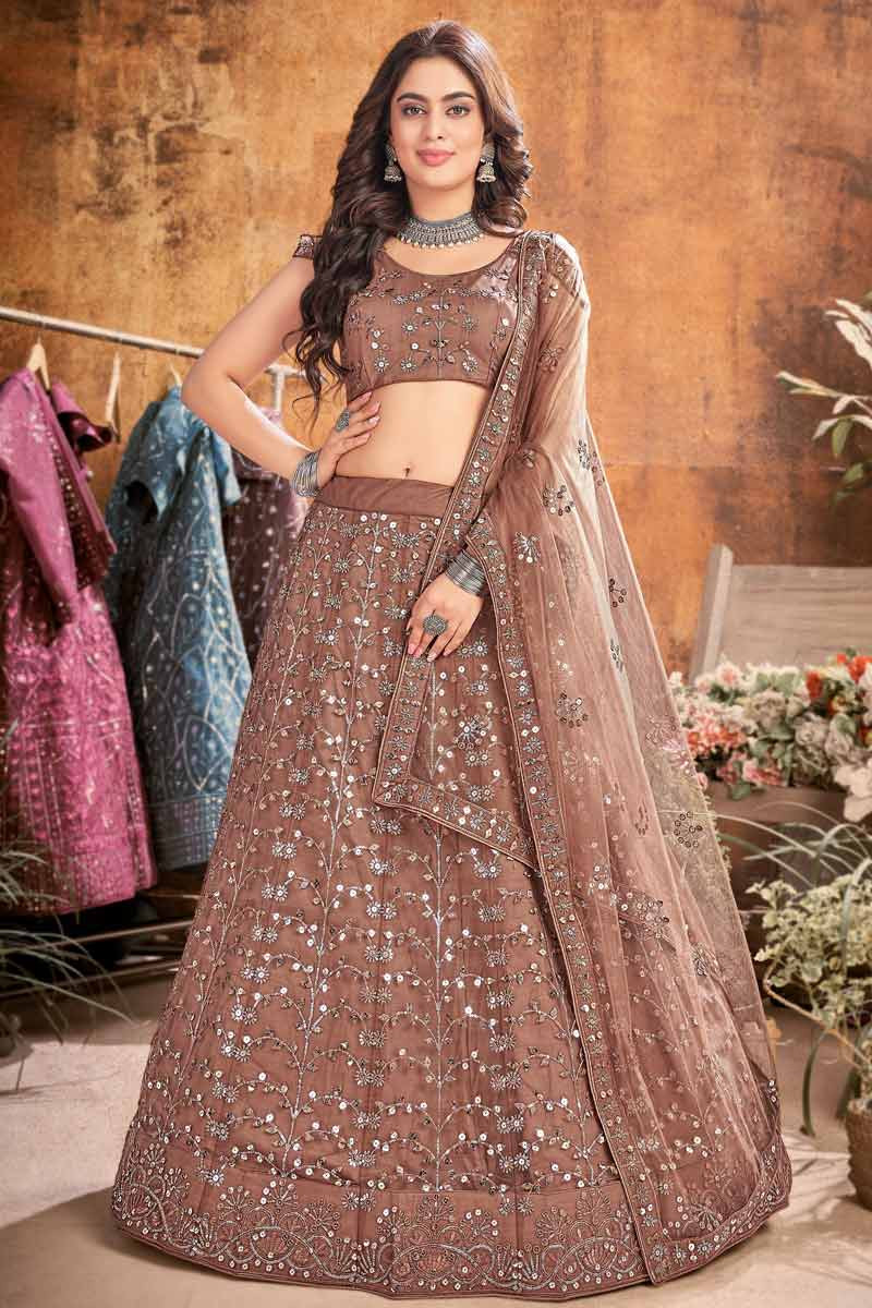 Wine Color Lehenga and Blouse with Attached Dupatta (Set of 2) – Laalzari