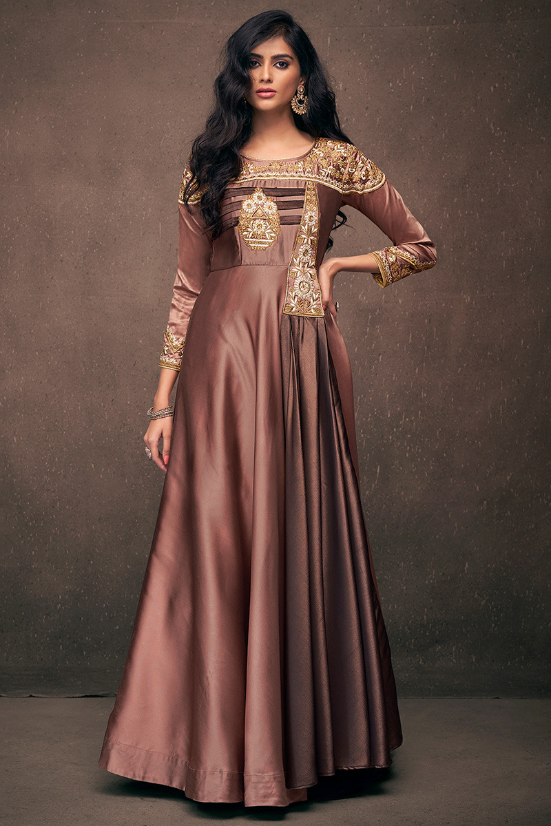 Brown hot sale long frock