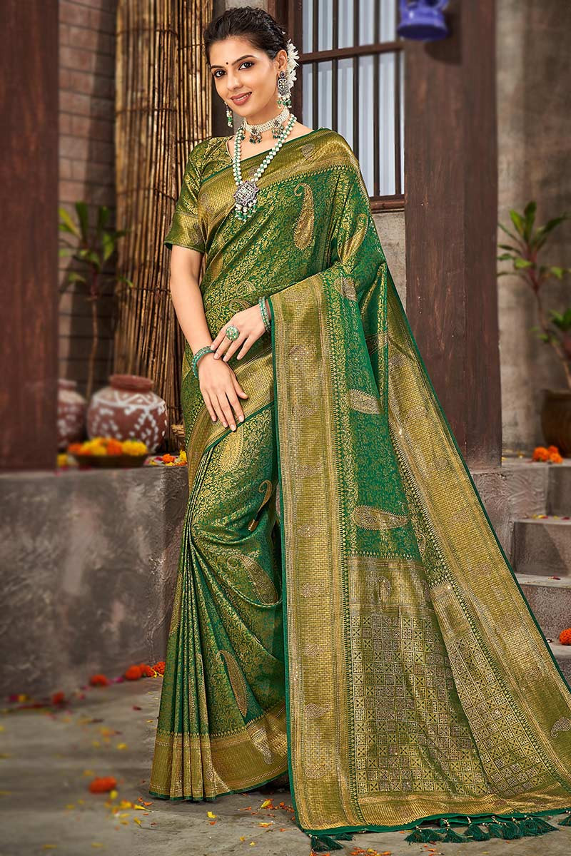 ALAKANANDA, WEDDING SPECIAL CHANDERI HAND WEAVE BROCADE SAREE FOR WOME –  www.soosi.co.in