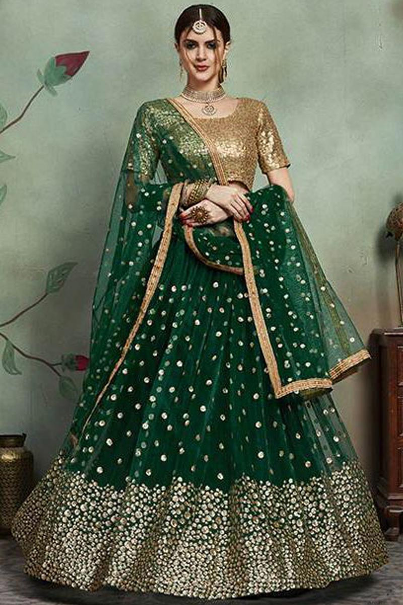 Buy Dark Green Lehenga With Stitched Blouse and Dupatta for Women Party  Wear Indian Ethnic Clothes Wedding Guest Outfit Made to Measure Online in  India - Etsy