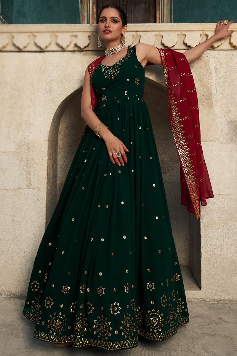 Midnight Green Anarkali