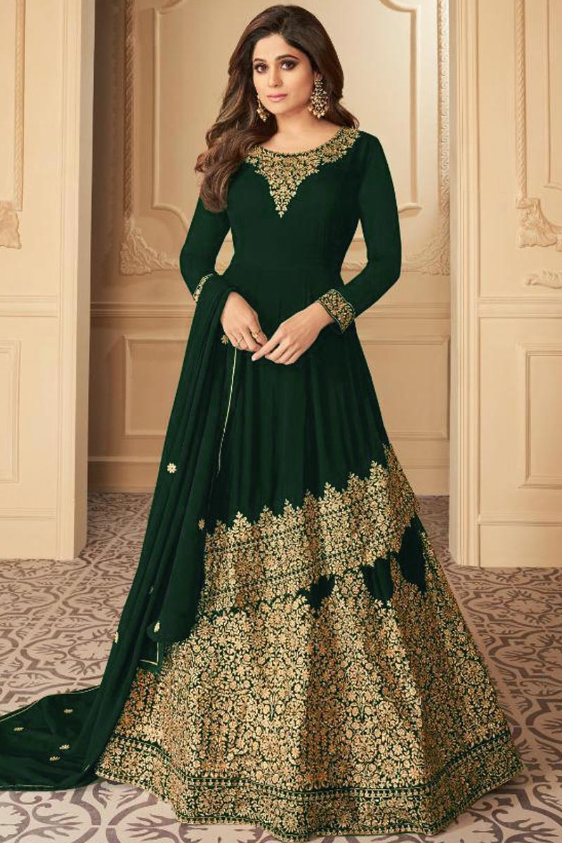 Buy Green Lucknowi Embroidered Anarkali Suit In USA, UK, Canada, Australia,  Newzeland online