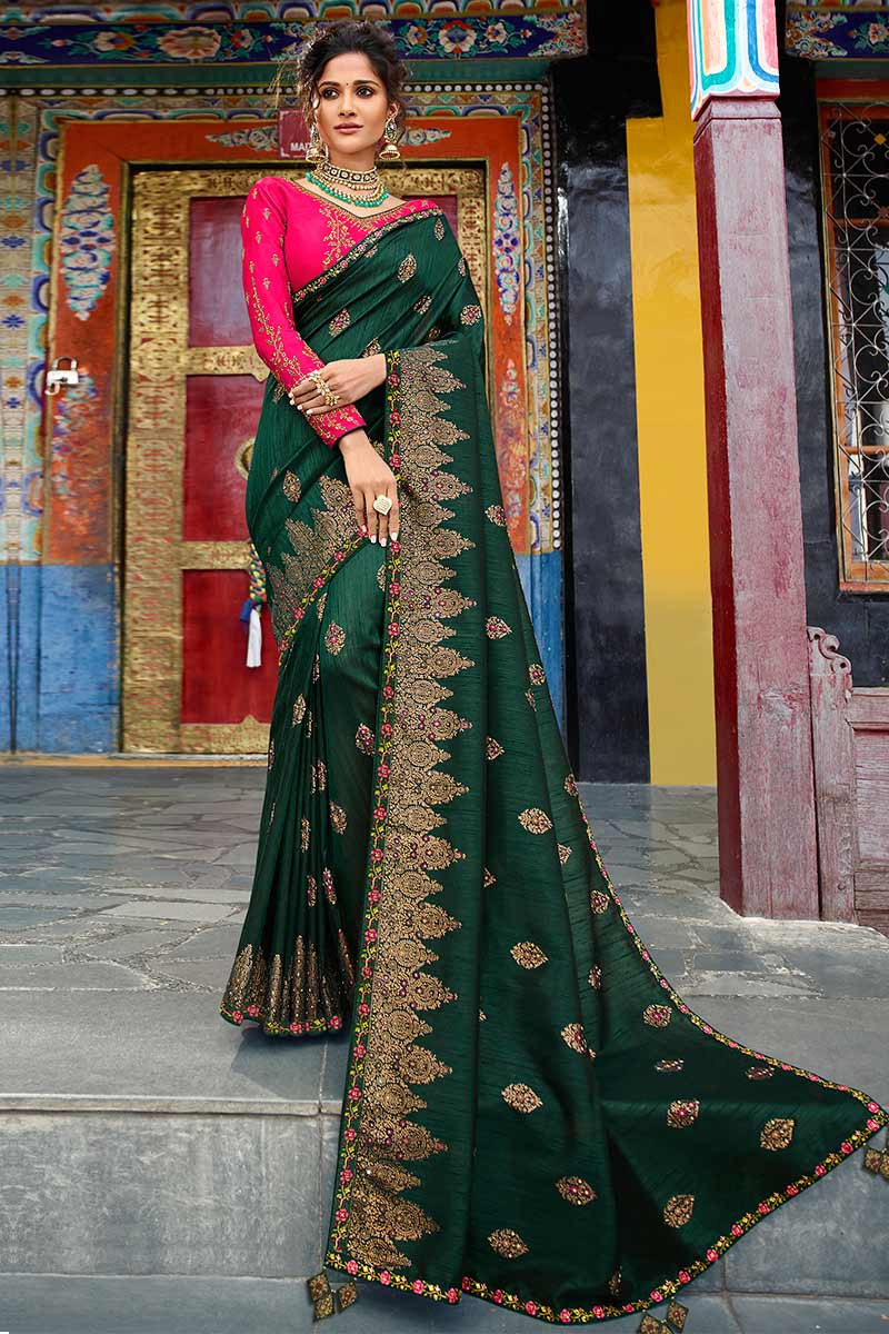 Pure Linen Silk Dark Rani Colour Party Wear Silk Saree B5905 –  TheDesignerSaree