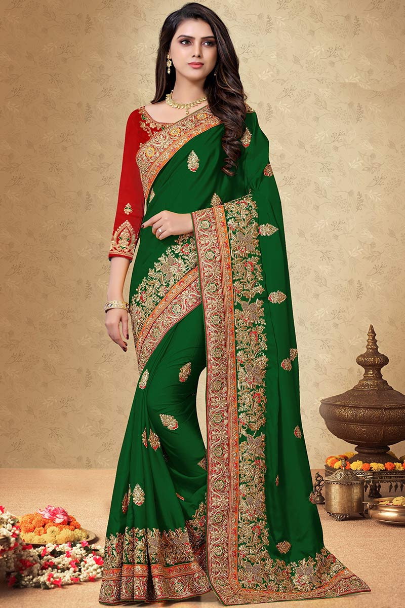 Buy Silk Resham Work Sarees Online for Women in UK