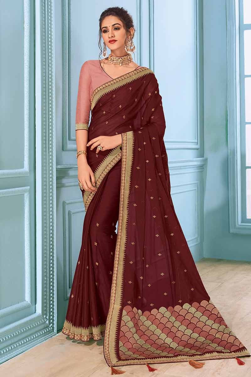 Maroon chiffon blouse clearance