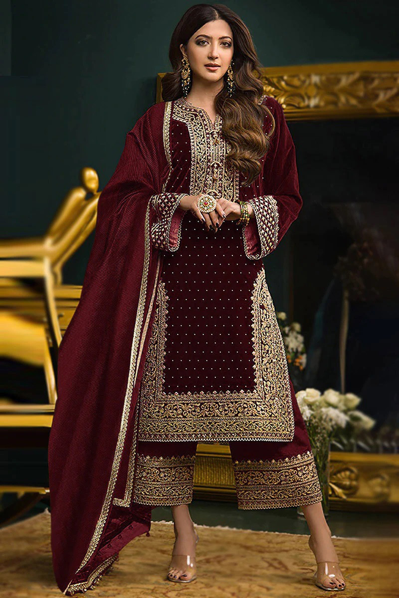 Velvet punjabi suit outlet