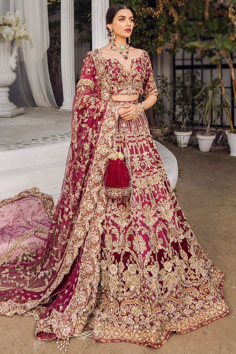 Deep pink net lehenga choli with dupatta sale