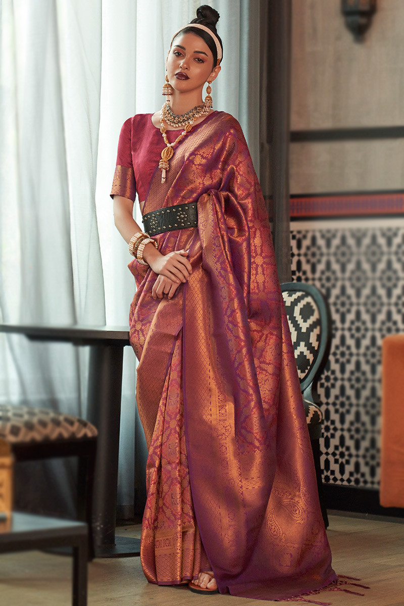 Dark pink wedding saree outlet