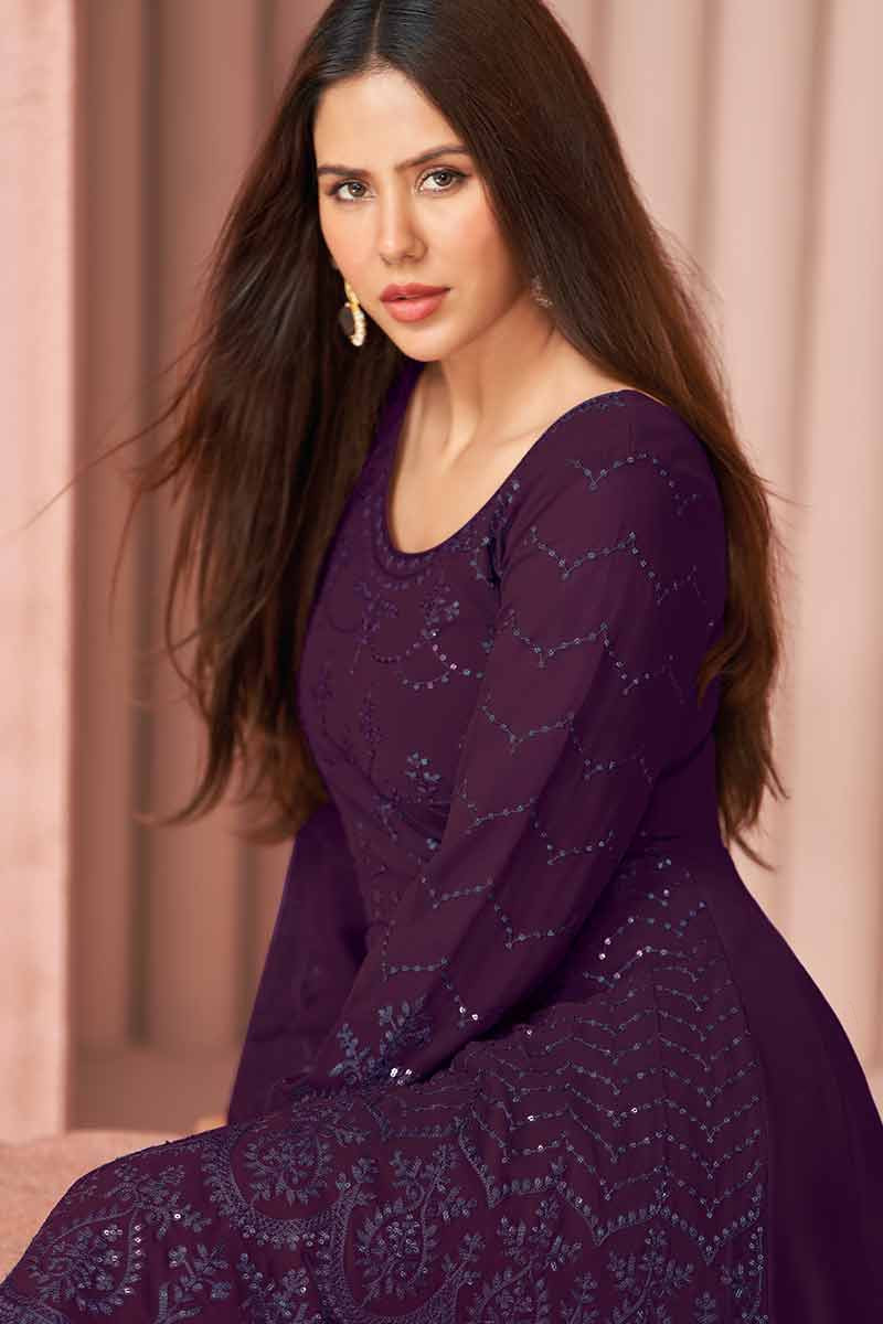 Dark purple best sale pakistani dresses