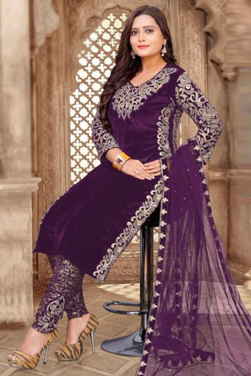 Purple churidar dress clearance