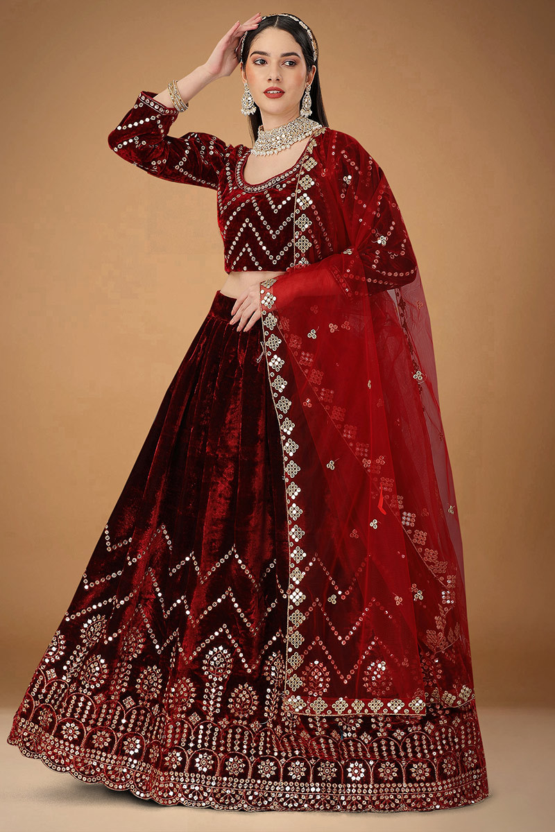 Velvet lehenga dress sales