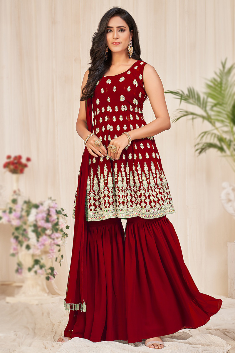 Red suit party wear on sale