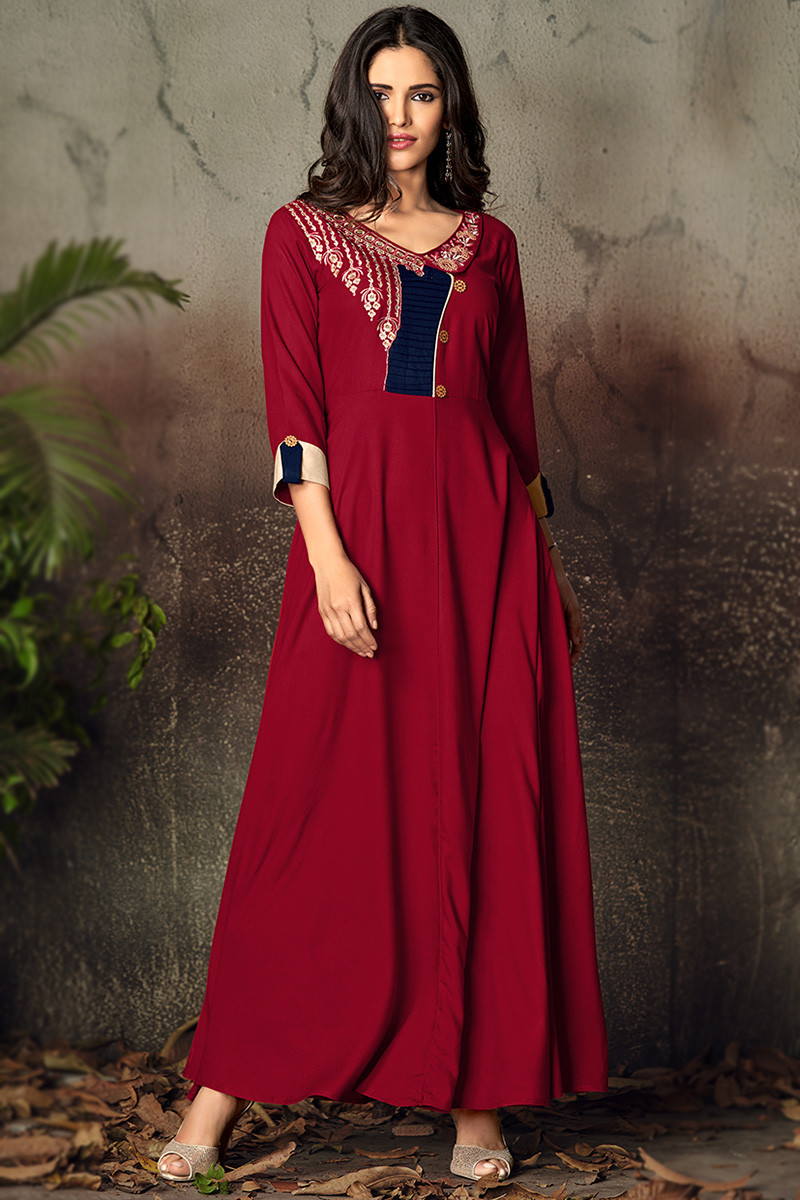 Red party wear kurti best sale