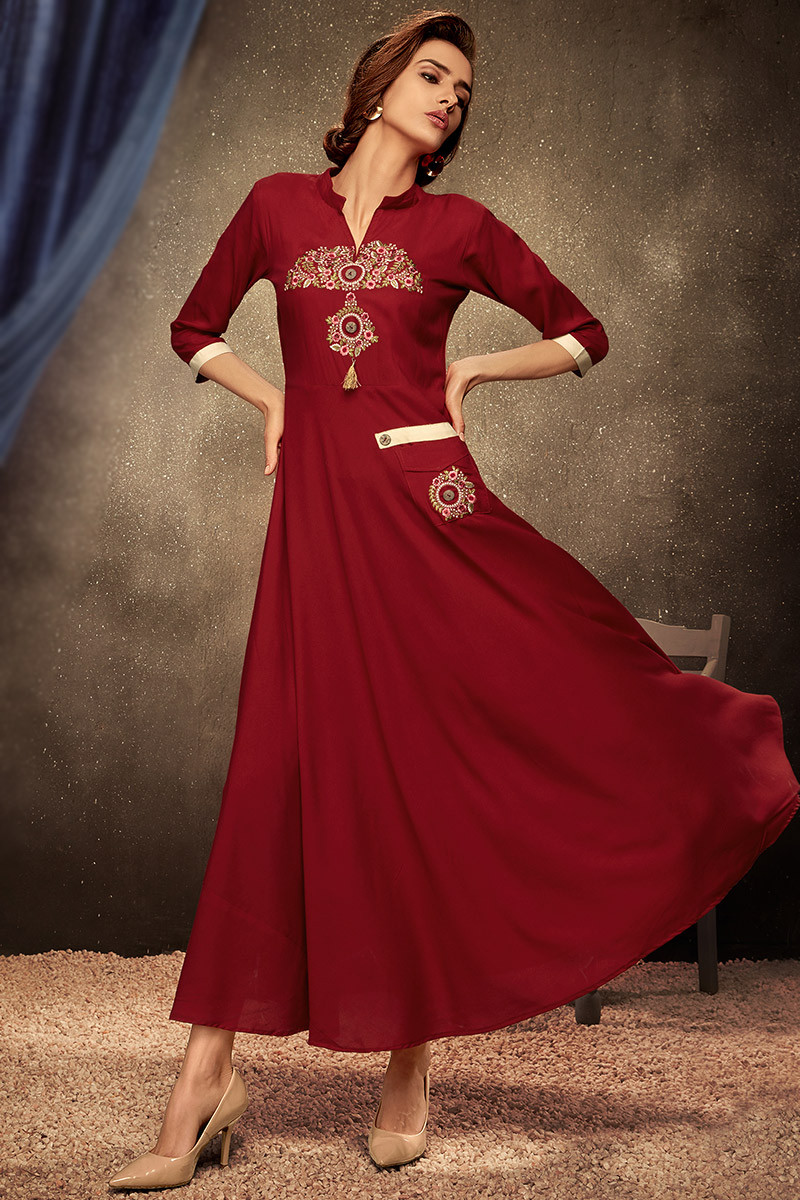 Red frock kurti deals