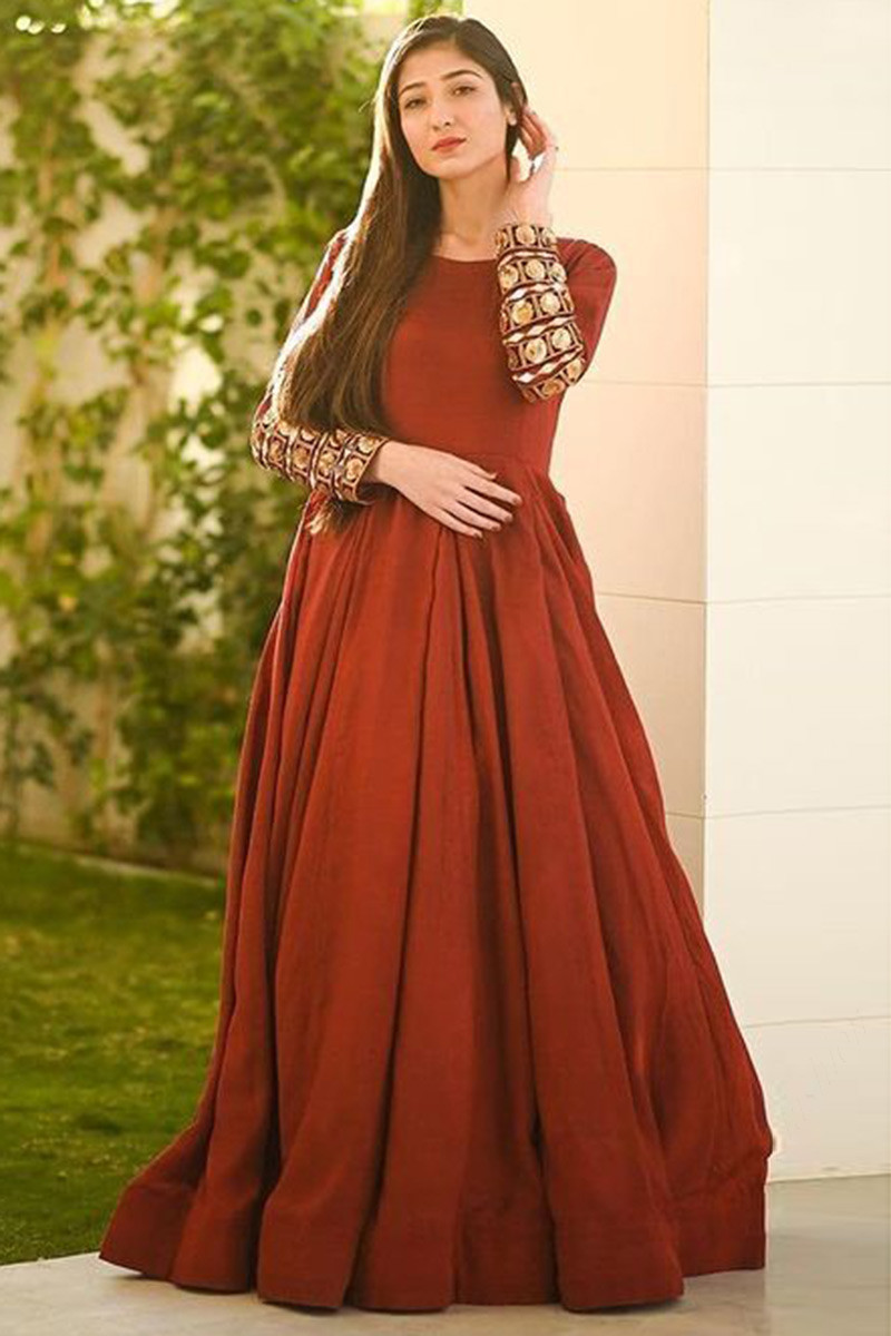 Anarkali Suits : Red georgette heavy lucknowi work party ...