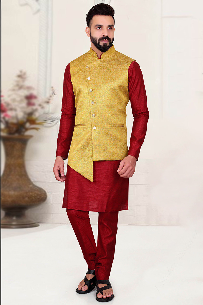 Embroidered Blue Cotton Wedding Fancy Nehru Jacket Kurta Set  36,38,40,42,44,46 Size, Size: Xl at Rs 1399/set in Surat