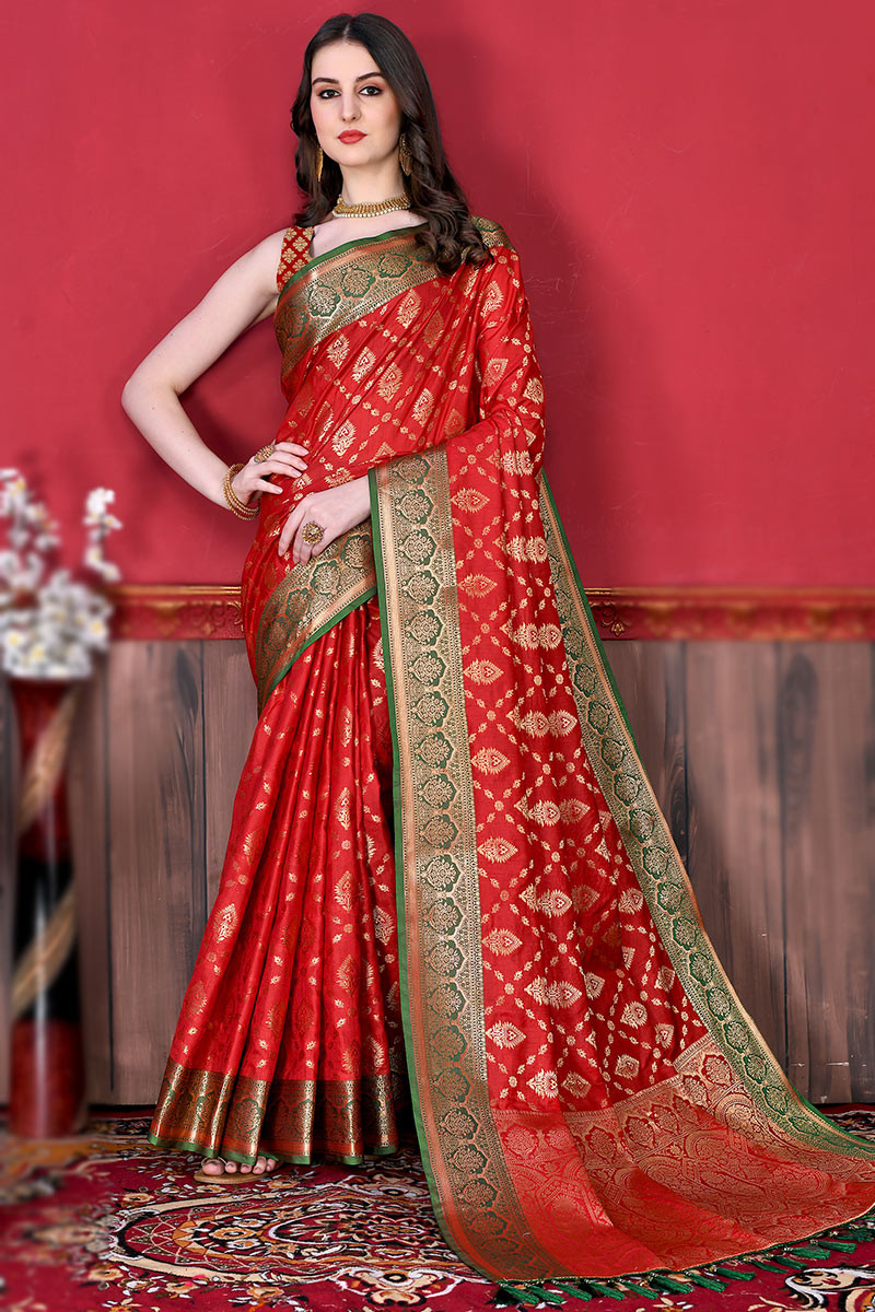 Buy Designer Sarees, Salwar Kameez, Kurtis & Tunic and Lehenga  Choli.Elegant Silk Dark Red Saree