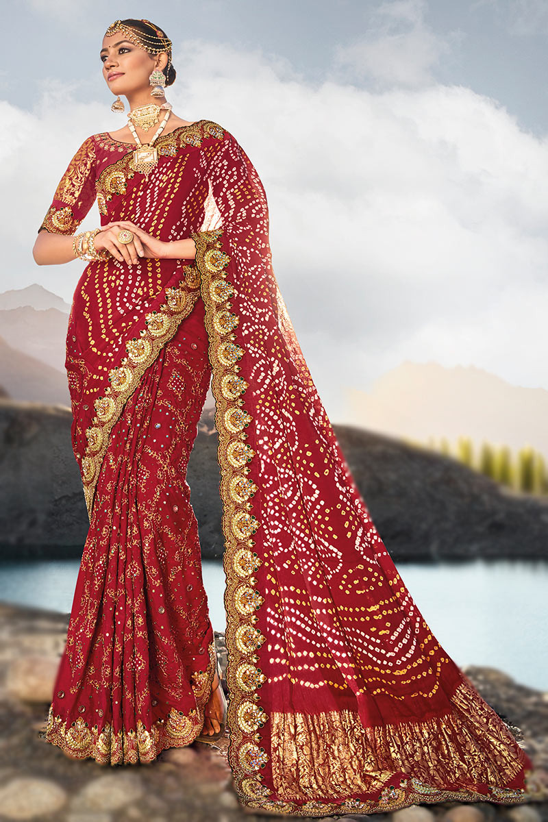 Spicy-Red-Hot Wedding Saree at Panache Haute Couture