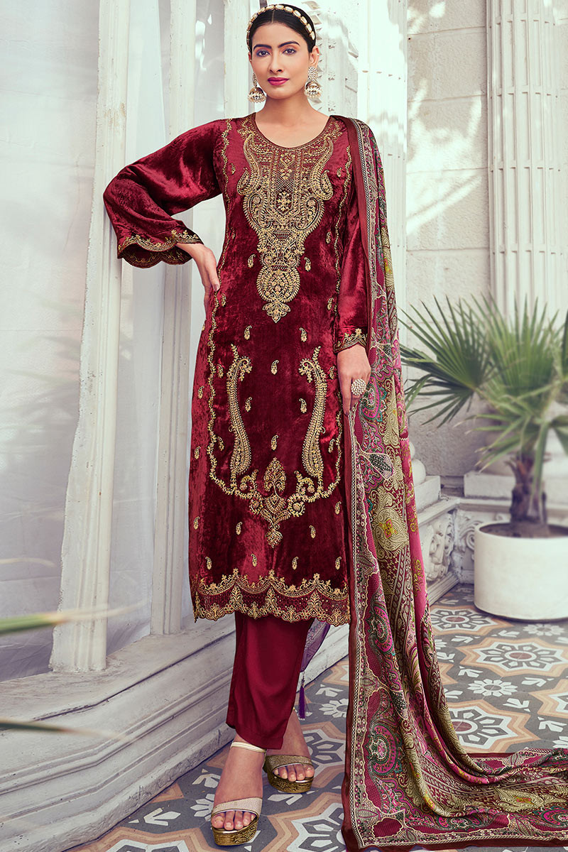 Red velvet trouser suit store