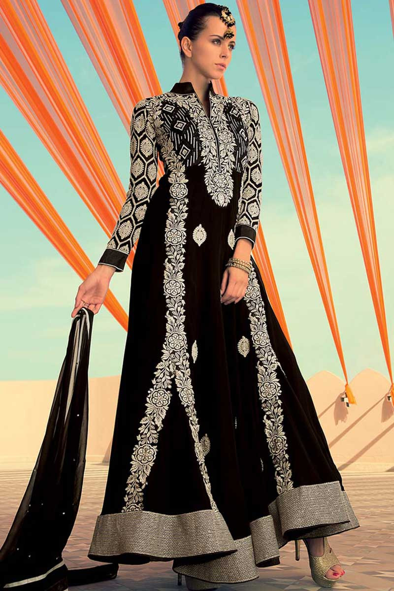 Select the Beautiful Ethnic Brown Orange Foux Georgette #AnarkaliDresses  Online. #Price INR- 4400 Link- ht… in 2023 | Churidar suits, Salwar kameez  designs, Suits for women