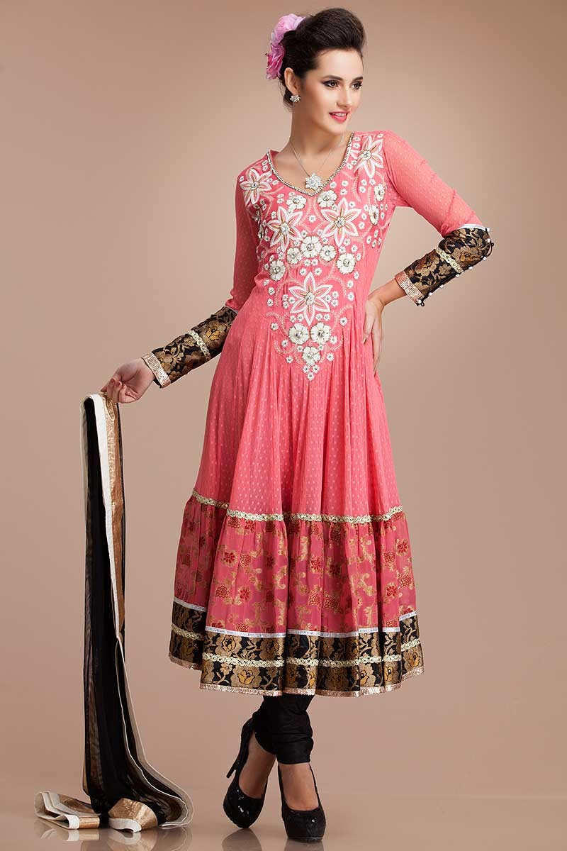 RF - Pink Faux Georgette With Sequence Work Anarkali Salwar Suit - Designer  Salwar Kameez - Salwar Suits - Indian