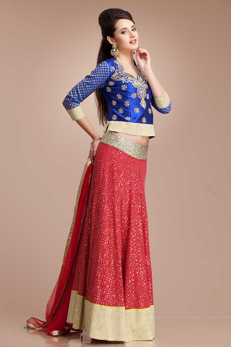 Designer Silk Red Lehenga Choli