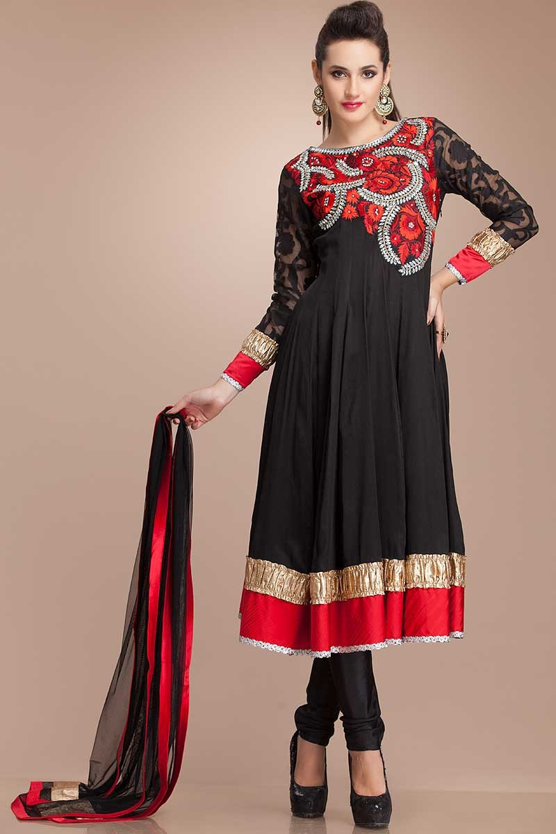 Buy Fashion Basket Women's Net Straight Black Salwar Suit Set at Amazon.in