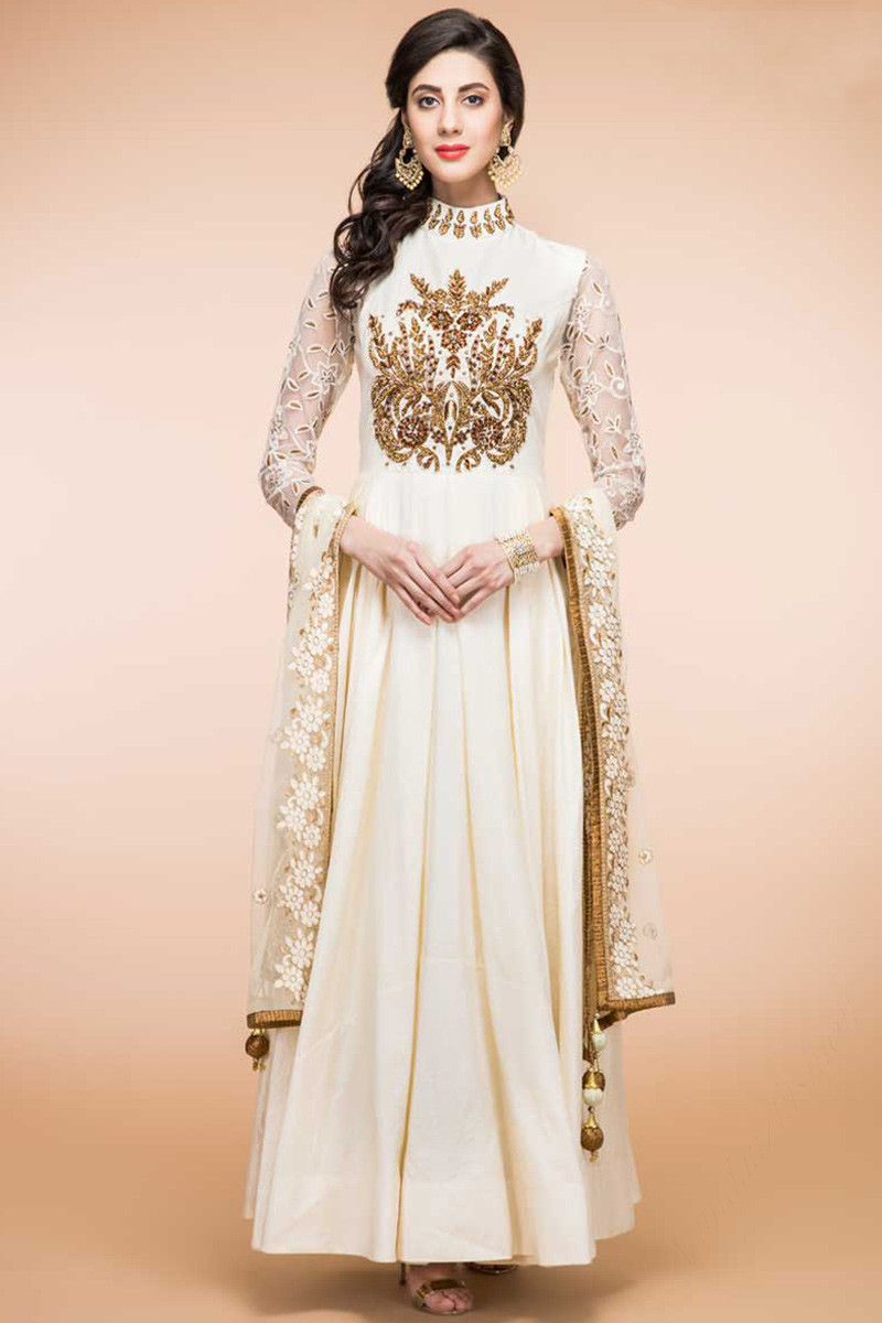 Silk anarkali top churidar