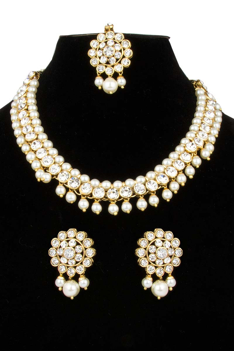 Stone Necklace Set with Stone Earrings Online