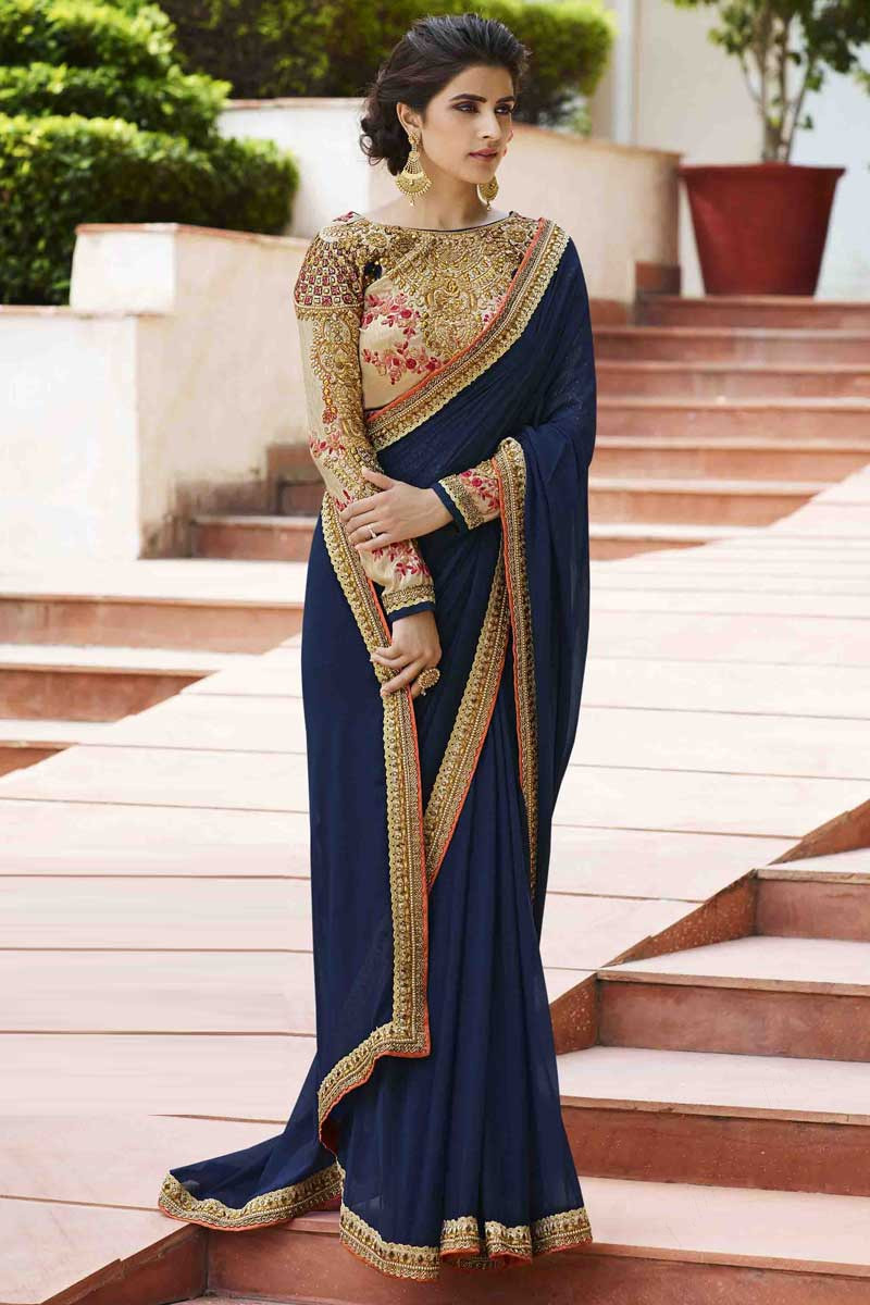 Online shopping saree with designer blouse new arrivals