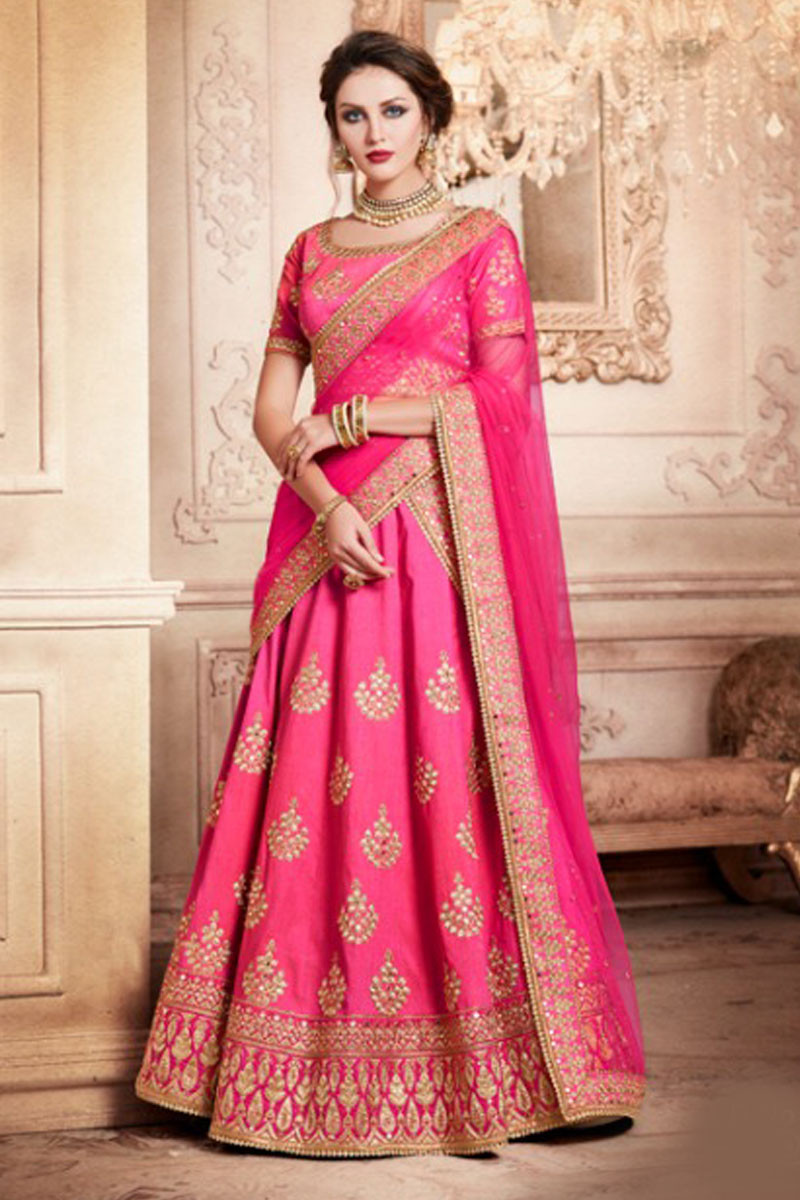 Rose Pink Color A Line Lehenga Choli – Mindhal