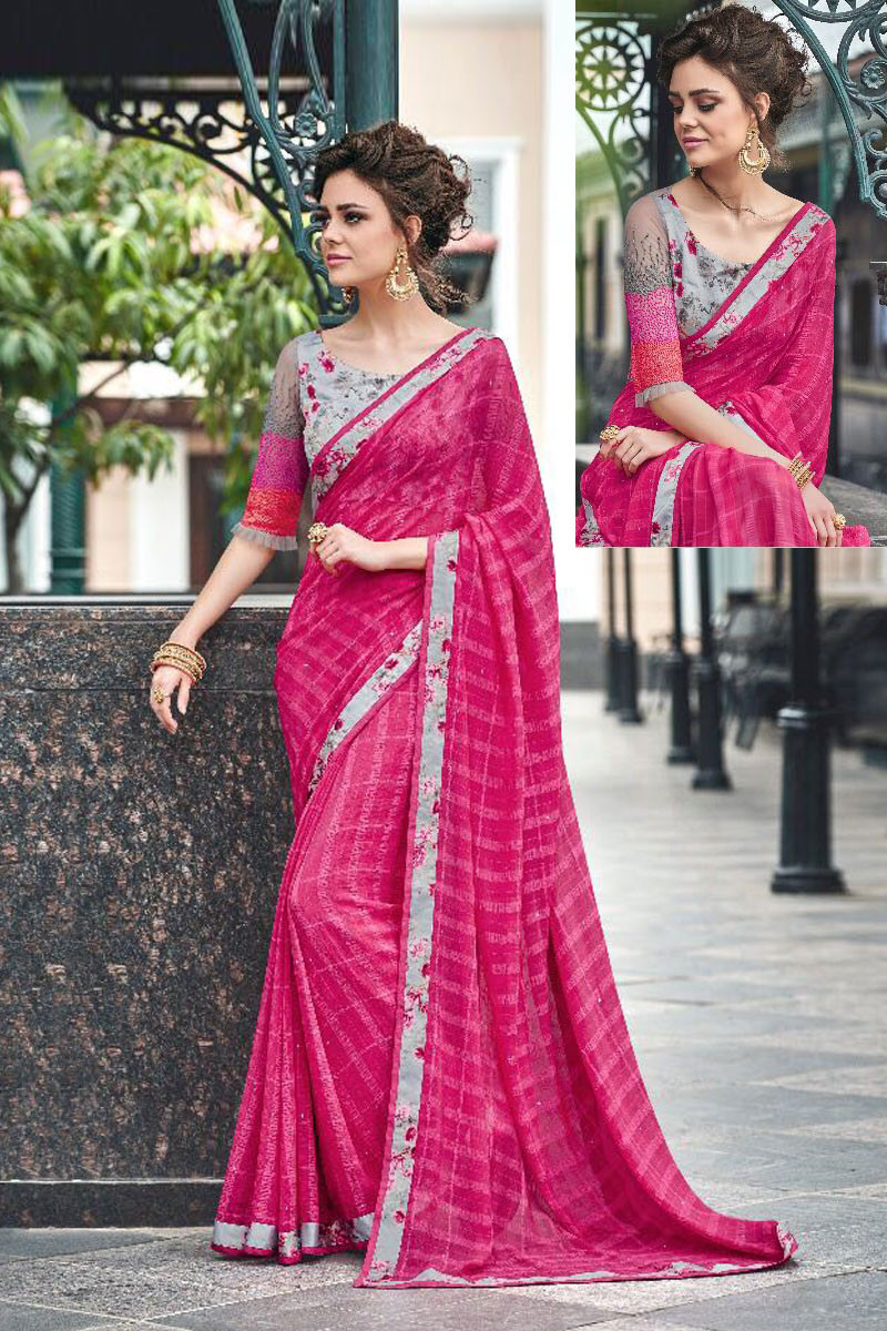Pink saree designer blouse clearance