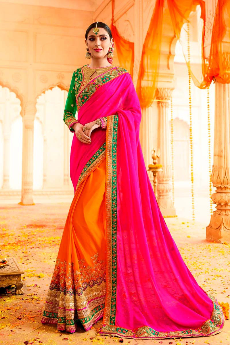 Buy Blaze Orange Banarasi Saree online-KARAGIRI | FESTIVE SALE – Karagiri  Global