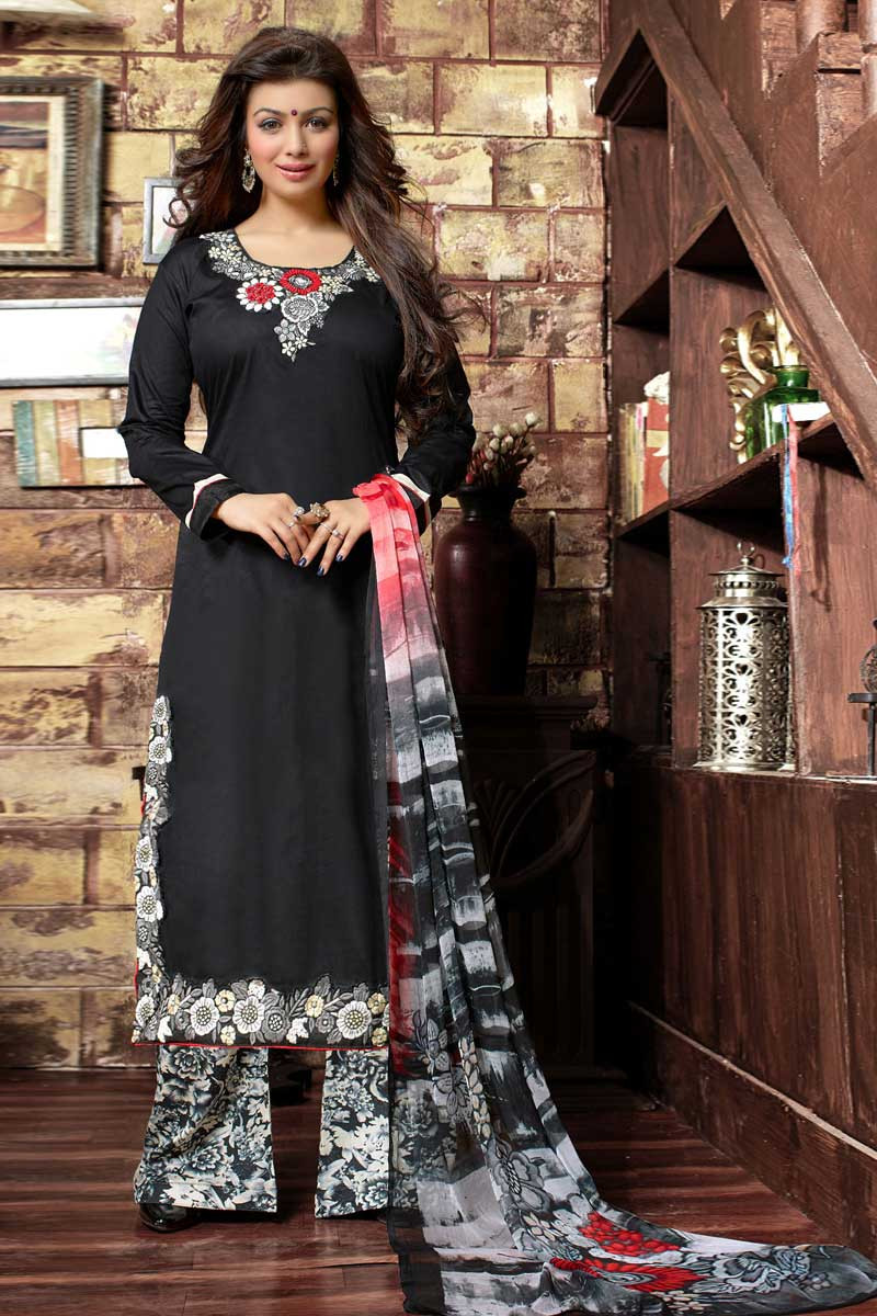 A-line Semi-stitched Women's Yellow And Black Salwar Suit With Dupatta Set,  Machine Wash at Rs 465 in Jaipur