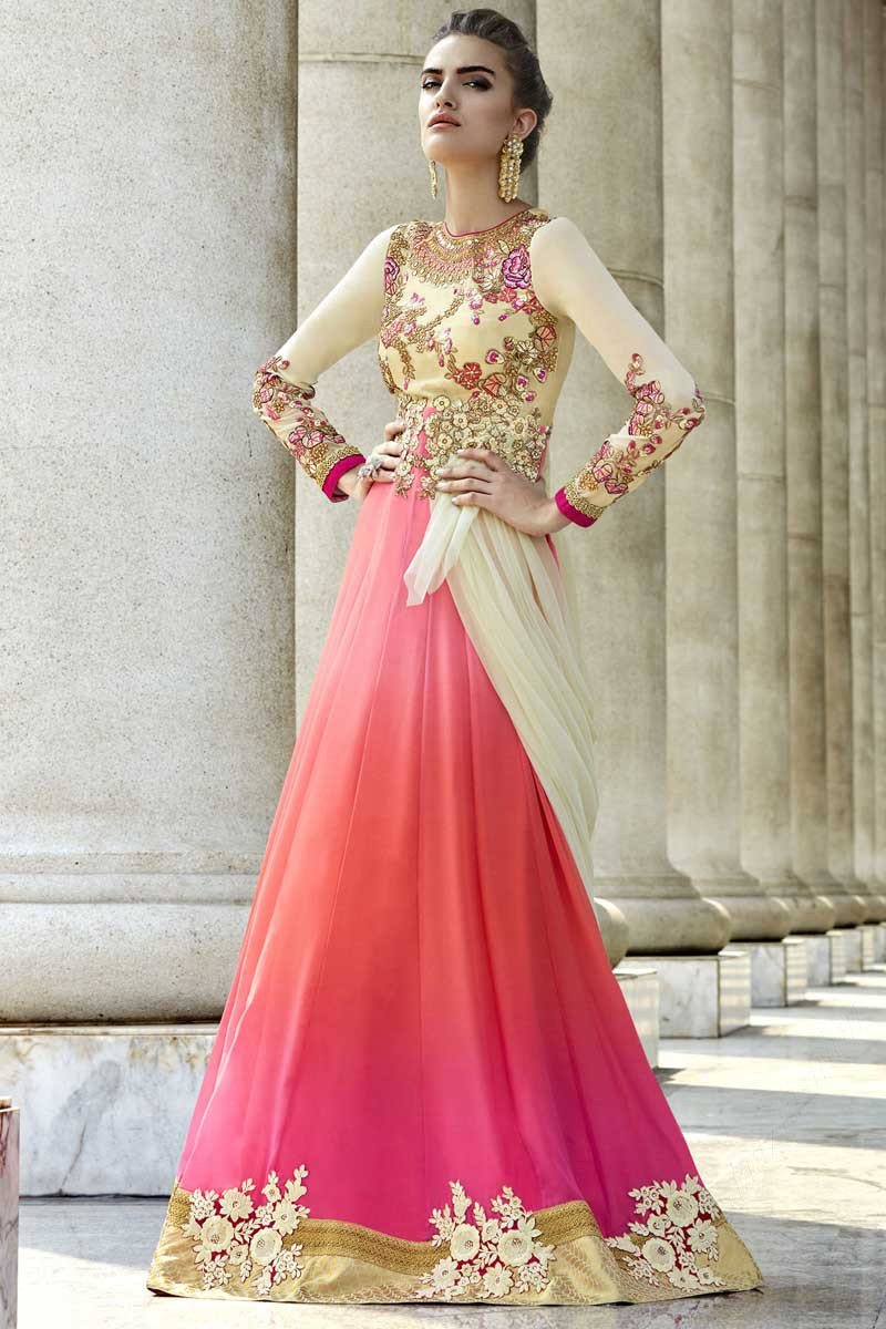 Pink gown with dupatta shop