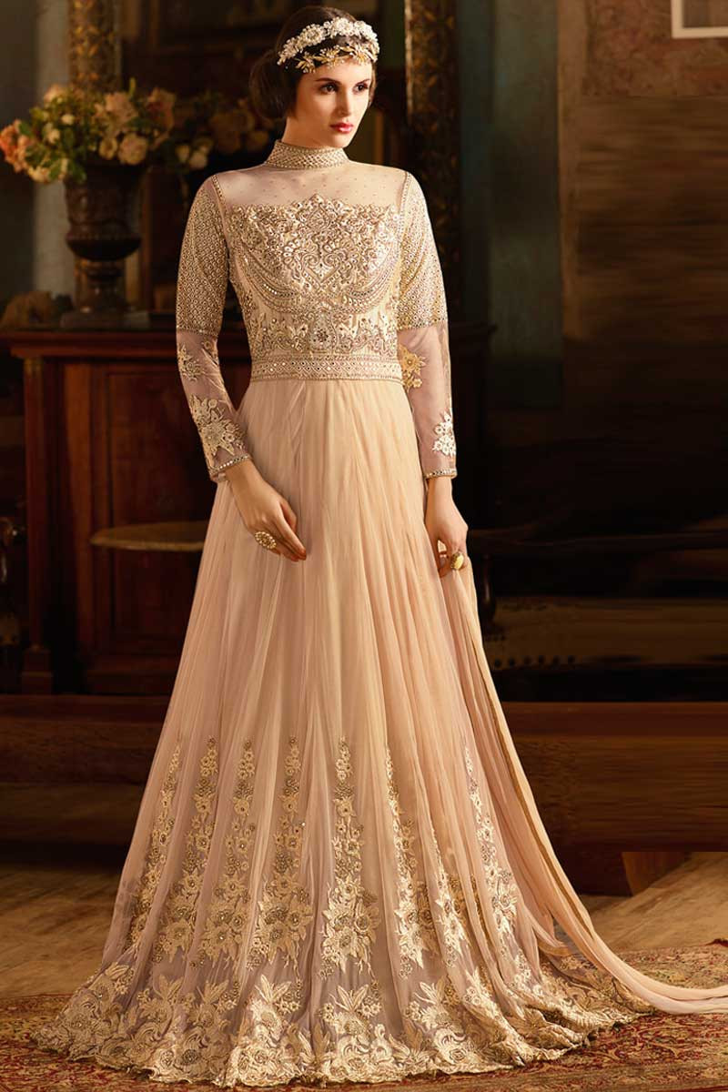 Long net top gown designs
