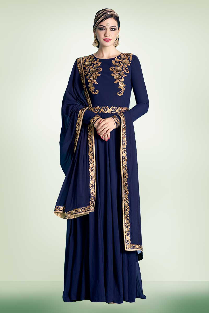 Royal blue top designer dress