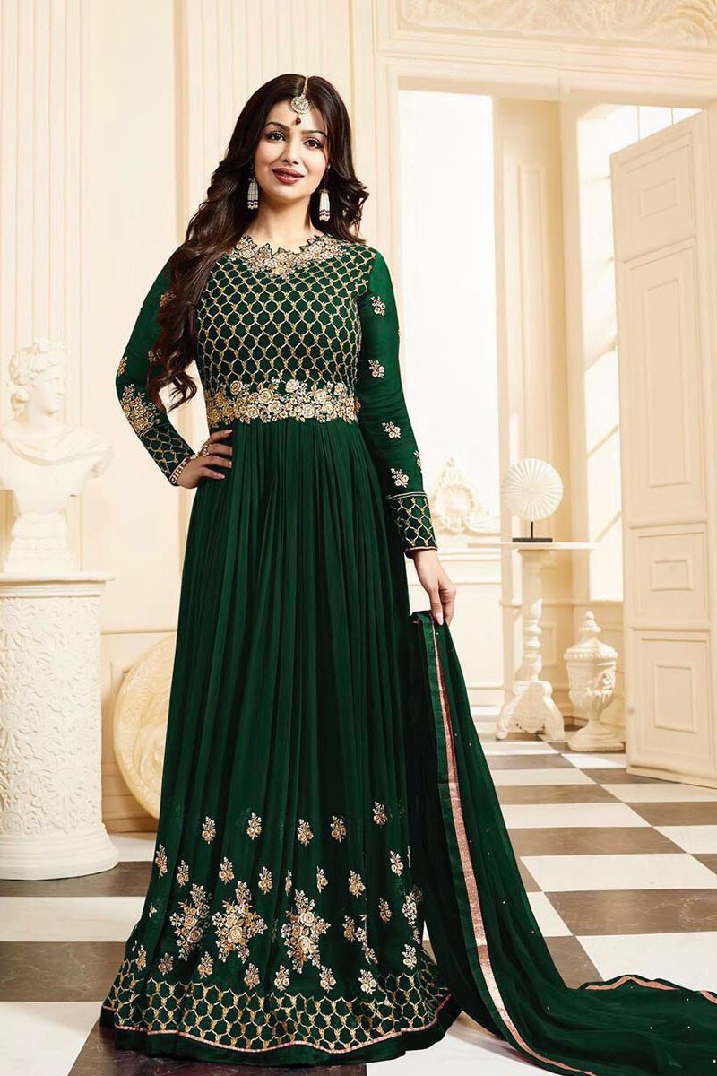 Buy Ayesha Takia Green Color Anarkali Churidar Suit With Dupatta