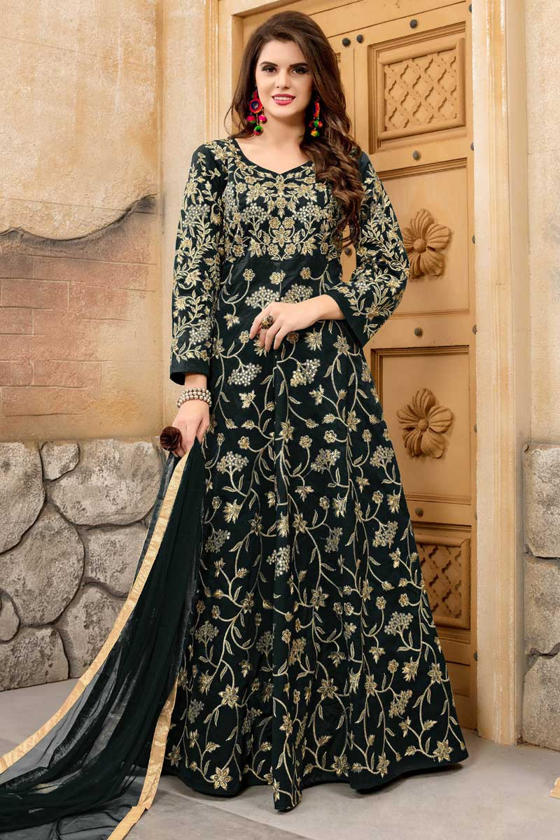 Black maxi dress - Fashion Floor India | Anarkali | Wholesale & Retail