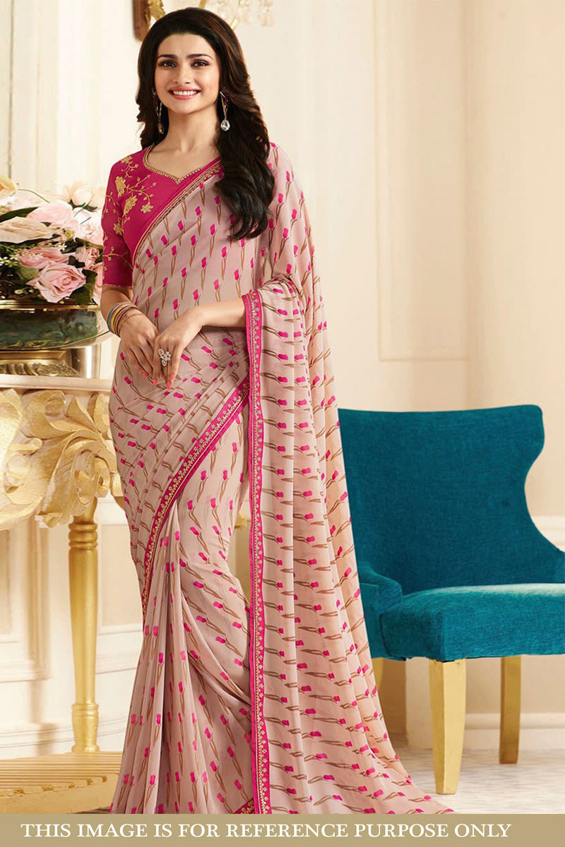 Georgette saree with designer blouse online shop